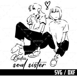 Best Friends SVG, Soul Sisters Png, Besties Svg File per Cricut, BFF, Download digitale
