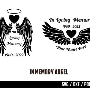 In Memory Angel Wings SVG, Memory Day SVG, Cut File, Cricut, Erstellen Sie Ihre eigene In liebevoller Erinnerung, anpassbar