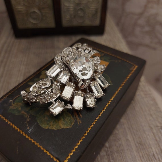 vintage original sterling Eisenberg rhinestone br… - image 2