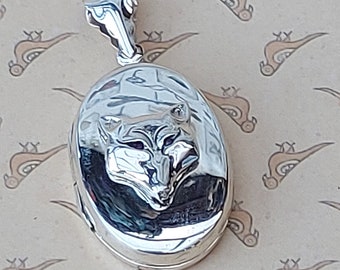 Solid silver ,fox locket, man's locket, unisex locket, fox jewellery,fox necklace