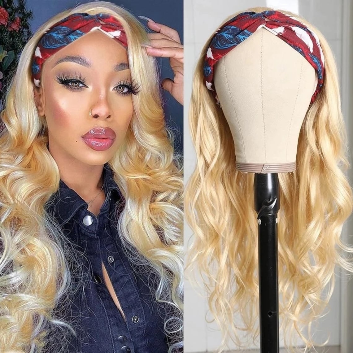 Body Wave Headband Wig for Women Synthetic Headband Wig Etsy