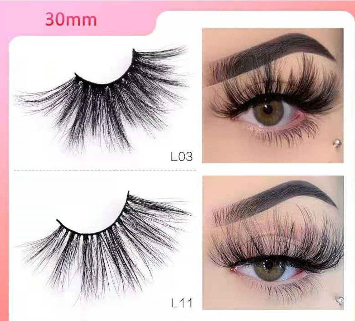 30mm Mink Lashes Extra Long in Bulk One Pair Natural Makeup 3D Etsy