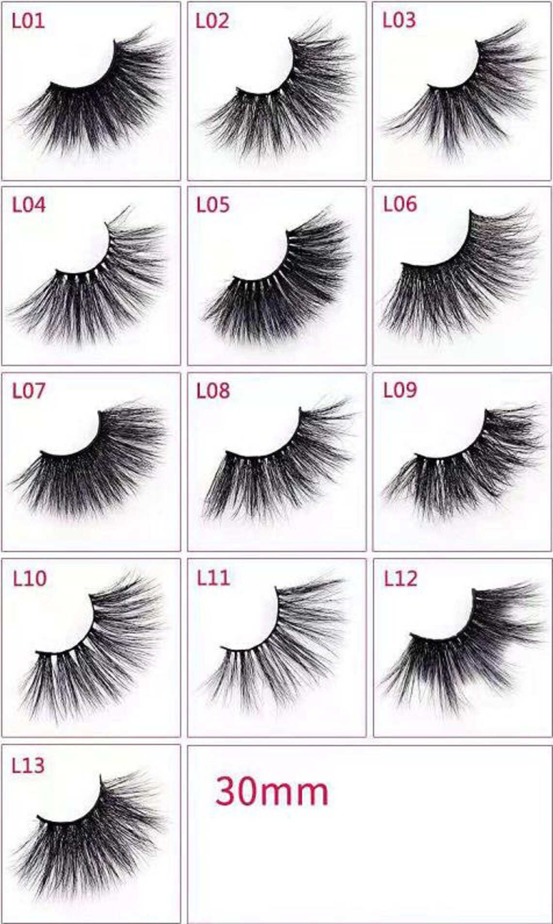 30mm Mink Lashes Extra Long in Bulk One Pair Natural Makeup 3D Etsy