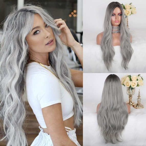 Synthetic Long Ombre Dark Brown to Ash Grey Wavy Wig Daily - Etsy Synthetic Long Ombre Dark Brown to Ash Grey Wavy Wig Daily - Etsy