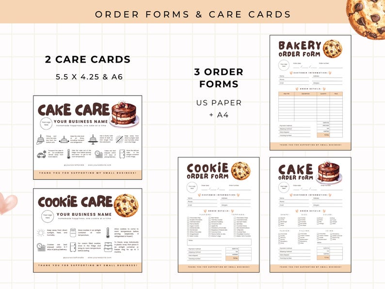 Editable Bakery Business Template Bundle Cute Printable Canva Branding ...
