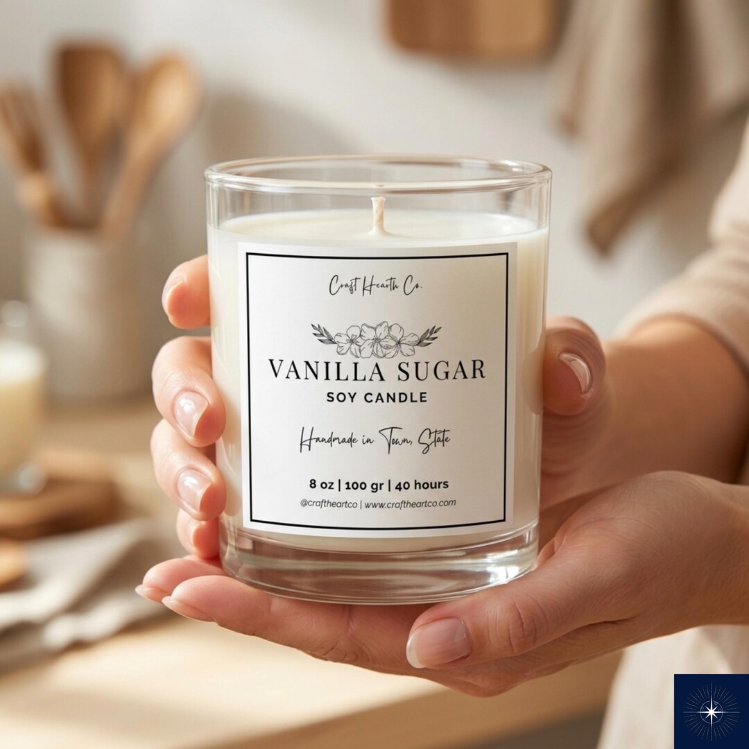 Editable Candle Label Canva Template | Handmade Botanical Jar Stickers