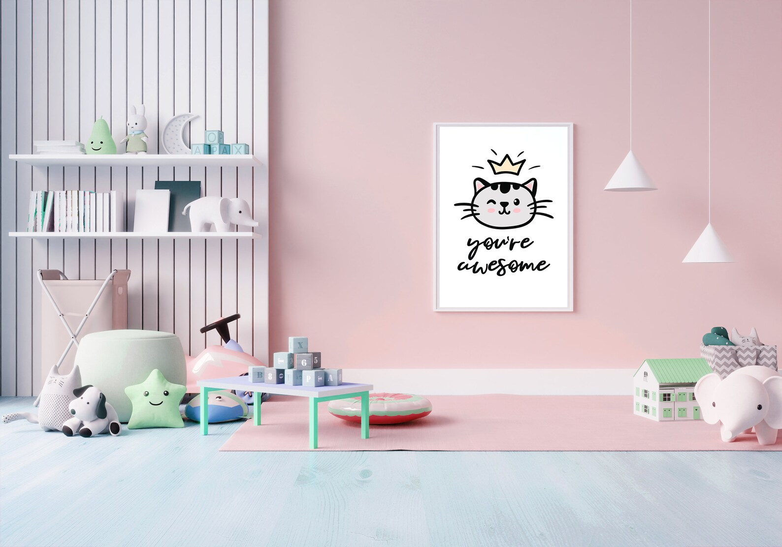 Cat Poster Nursery Wall Art Cat Picture Kids Room Print Cat Etsy