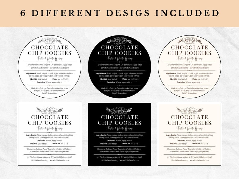Editable Cottage Food Label Template Canva Minimalist Bakery Label ...