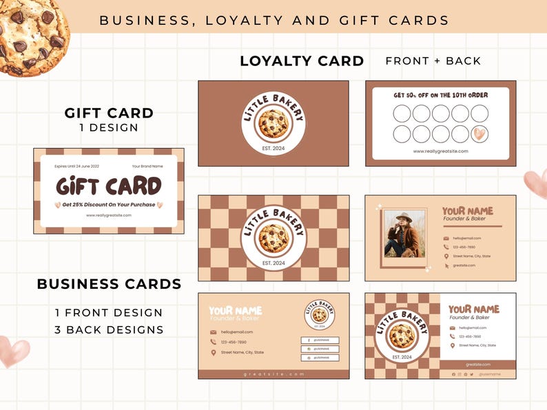 Editable Bakery Business Template Bundle Cute Printable Canva Branding ...