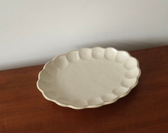 Kohyo Rinka Oval 30cm Plate | Japanese ceramic - Large plate - Rustic Off-white plate - Main dish - dining set - vintage