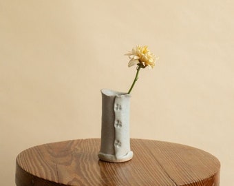 Pale Grey Flower Vase - Ceramic vase - Handmade Clay - Artistic Vase - Home Decor - Indoor Decoration