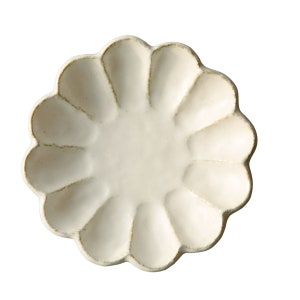 Piatto Kohyo Rinka Petal 17cm / Ceramica giapponese Piatto rustico bianco sporco ceramica artistica Piatto da dessert set da pranzo Contorno immagine 2