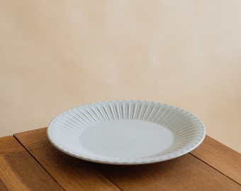 Shush grace 27cm flat plate | Japanese handmade - Rustic white plate - dining pottery - elegant style - light grey tableware