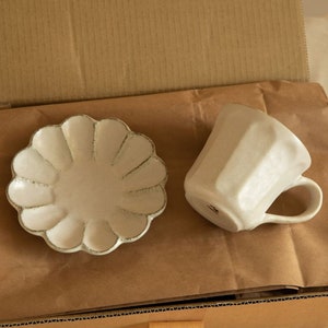 Kohyo Rinka Coffee Mug and Saucer plate set | Kaneko Pottery - Handmade ceramics - Tea set - Gift for her - artistic tableware - cup set