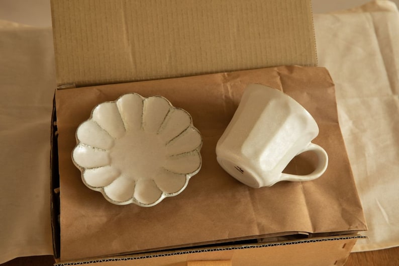 Kohyo Rinka Coffee Mug and Saucer plate set Kaneko Pottery Handmade ceramics Tea set Gift for her artistic tableware cup set image 1