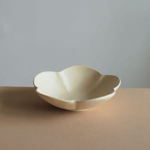 Ume Off-white Bowl | Yoshida pottery - Japanese Handmade - Flower shape - Serving bowl - Diningware - Tableware
