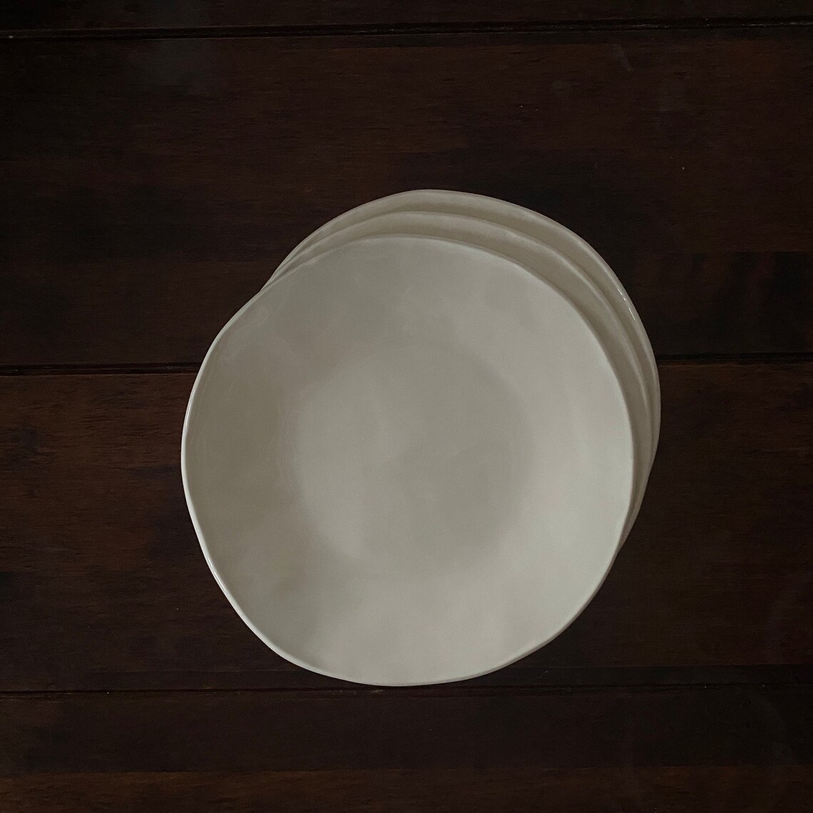 Elfenbein flache weiße Platte Minimale Keramik weiße | Etsy