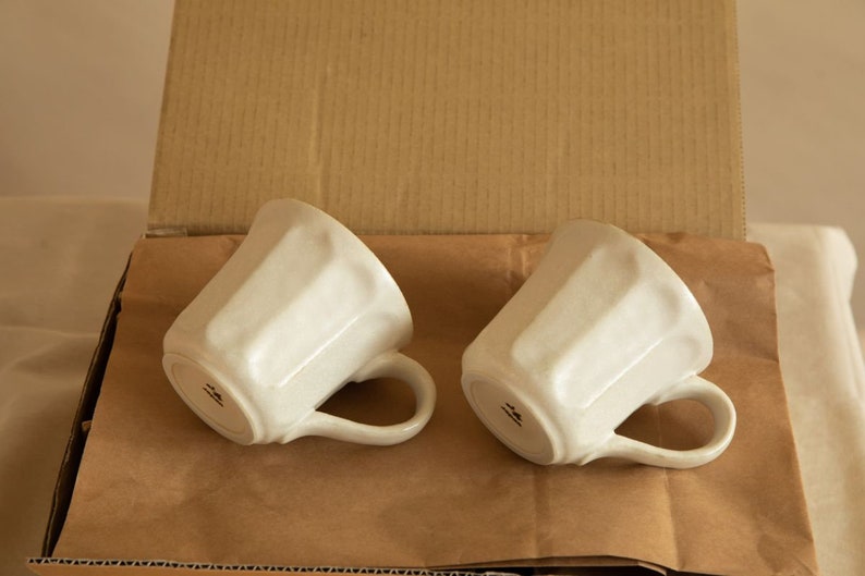 Kohyo Rinka Coffee Mug Set of 2 Gift set Coffee cup Couple mug Japanese made Matte ceramic cup Handmade Gift ideas image 1