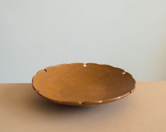 Yukiwa Brown plate | Yoshida Pottery - Japanese handmade - Vintage style - Rustic plate - Dinnerware - Serving plate