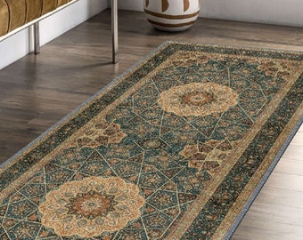 Persian Style Runner, Entryway Hallway Bathroom Kitchen Runner, Oriental Hallway Runner Rug, Ultra-Thin Antique Collection Runner Rug