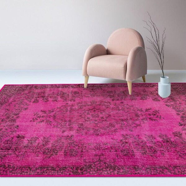 Tappeto turco fucsia, tappeto Kilim turco vibrante Boho, tappeto etnico per soggiorno, arazzo per la casa Boho, tapis con colori naturali