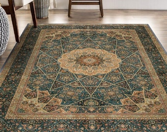 Tappeto in stile persiano, tradizionale metà secolo, tappeti 8x10, tappeti in stile vintage turco Boho, aspetto fatto a mano, tappeto da soggiorno dal design antico