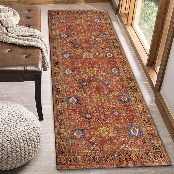 Durable and Stylish Runner Rug, Outdoor Turkish Oushak Runner, Bohemian Runner for Kitchen, Hallway Long Runner, Any Size Available