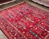 Turkish Rug Red, Vintage Rug 8x10, Oriental Rug 8x10, Rug for Living Room, Red Rug 8x10, Heriz Rug 8x10, Large Rug 8x10, Farmhouse Rug