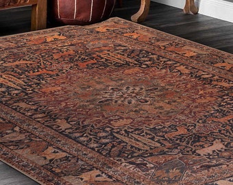 Tappeto Boho per soggiorno, design unico, design intricato per l'arredamento della casa, tappeto orientale turco anatolico a pelo basso, conveniente