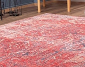 Red Rug Turkish, Rugs 8x10, Distressed Red Rug, Living Room Rug, Red Oriental Rug, Anatolian Rug 8x10, Heriz Rug 8x10, Kilim Rug 8x10