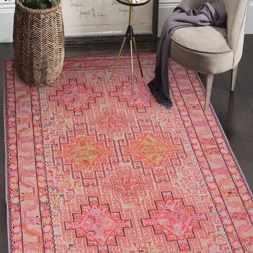 Turkish Rug Pink Rugs 6x9 Oriental Oushak Rug Vintage Etsy