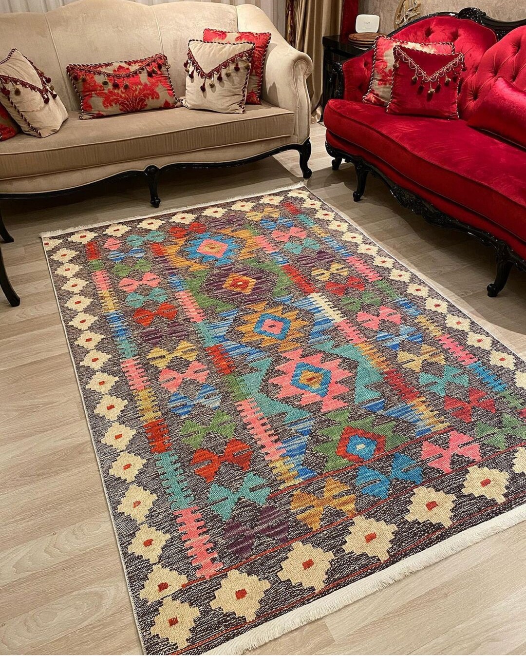 Rugs 6x9 Colorful Rug Oushak Rugs 6x9 Geometric Tribal Rug Etsy