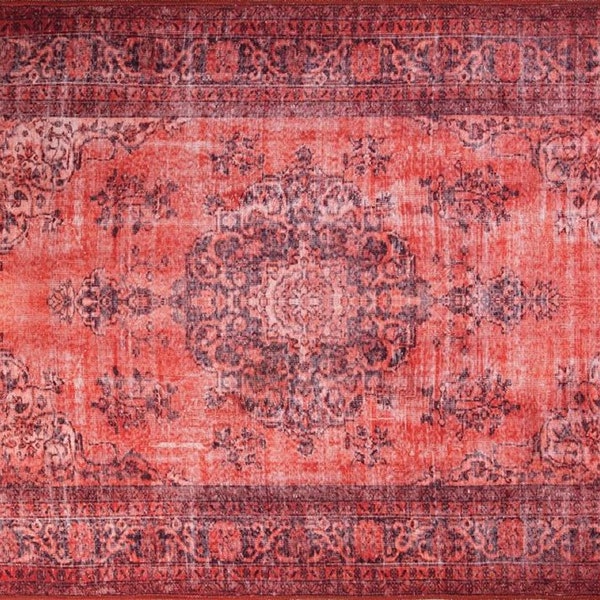 Rugs 8x10, Turkish Rug 8x10, Large Area Rug 8x10, Vintage Rug 8x10, Red Rug 8x10, Medallion Rug 8x10, Bedroom Rug, Home Decor Carpet