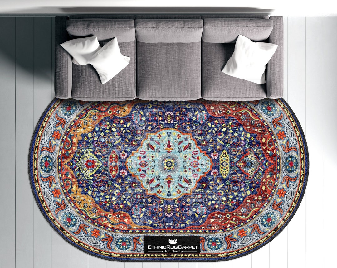 Turkish Oval Rug 5x7, Vintage Style Floor Rug, Bohemian Style Oushak