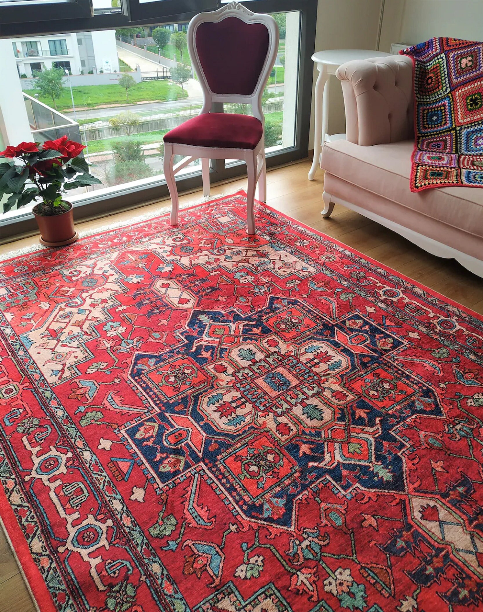 ABC Byzantine Rug 70 x 140 cm Beige/Red : : Home & Kitchen