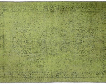 Green Overdyed Rug, Turkish Area Rug 6x9, Oriental Vintage Rug, Green Oriental Rug, Anatolian Rug, Turkish Kitchen Rug, Living Room Rugs