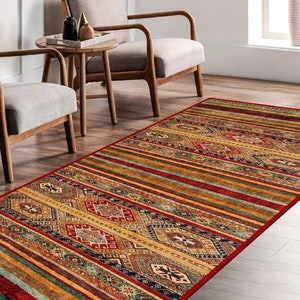 Alfombra Kilim de estilo vintage, alfombra oriental tradicional turca que no se desprende, sala de estar, dormitorio, comedor, oficina en casa, alfombra Kilim colorida 8x10 imagen 4