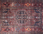 Rugs 8x10, Turkish Rug 8x10, Oriental Rug 8x10, Red Rug 8x10, Heriz Rug 8x10, Vintage Area Rug 8x10, Turkish Oushak Rug, Kilim Rug 8x10