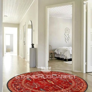 Elegante tappeto turco Kilim rosso, ideale per una fattoria, perfetto per la zona giorno, tappeto eclettico per la decorazione della casa, tappeto tradizionale in stile vintage immagine 7