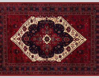 Red Afghan Rug, Vintage Style Oriental Rug, Living Room Tapis, Large Red Area Rug, Home Decor, Traditional Bedroom Rug, Dining Table Rug