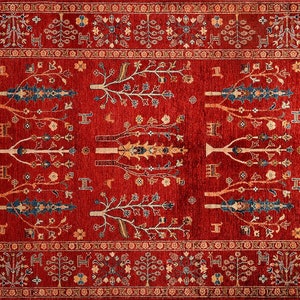 Elegante tappeto turco Kilim rosso, ideale per una fattoria, perfetto per la zona giorno, tappeto eclettico per la decorazione della casa, tappeto tradizionale in stile vintage immagine 2