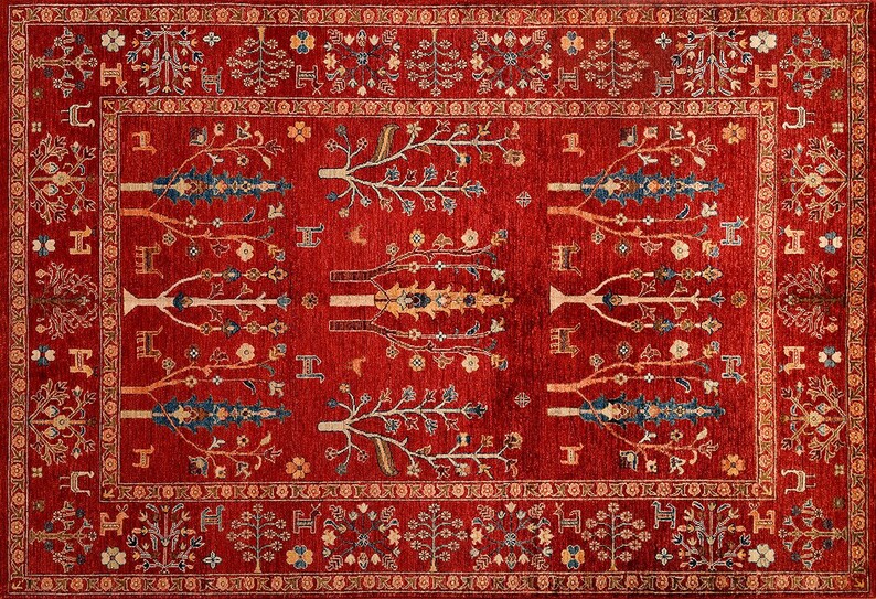 Elegante tappeto turco Kilim rosso, ideale per una fattoria, perfetto per la zona giorno, tappeto eclettico per la decorazione della casa, tappeto tradizionale in stile vintage immagine 2