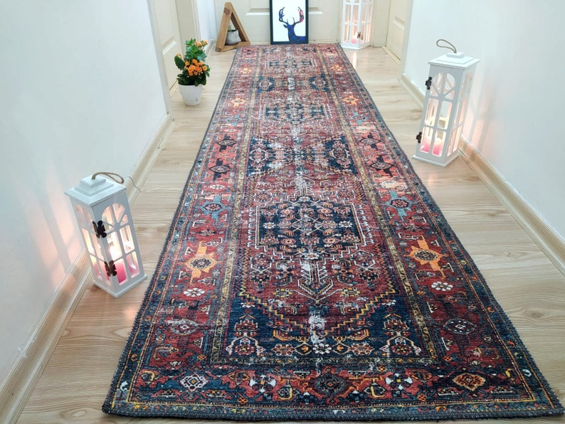 Rugs Runner 3x10, Heriz Runner Rug, Turkish Runner 3x10, Runner Rug Oushak, Tribal Runner Rug, Hallway Runner, Long Rug, Aztec Rug Runner image 1