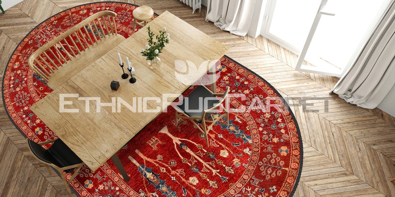 Elegante tappeto turco Kilim rosso, ideale per una fattoria, perfetto per la zona giorno, tappeto eclettico per la decorazione della casa, tappeto tradizionale in stile vintage immagine 9