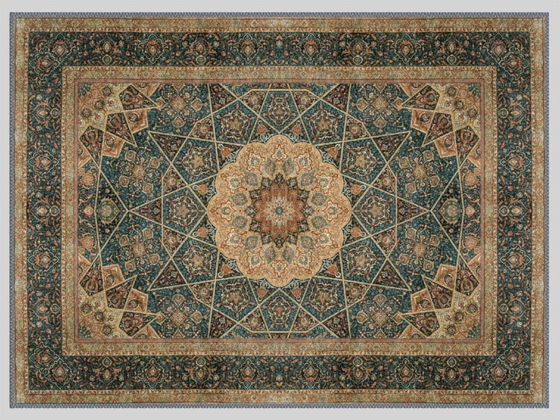 Persischer Stil Teppich, Traditionelle Mid-Century, Teppiche 200x300, Kelimteppich im Vintage-Stil Boho, Handgemachtes Design, Antikes Design Bild 6