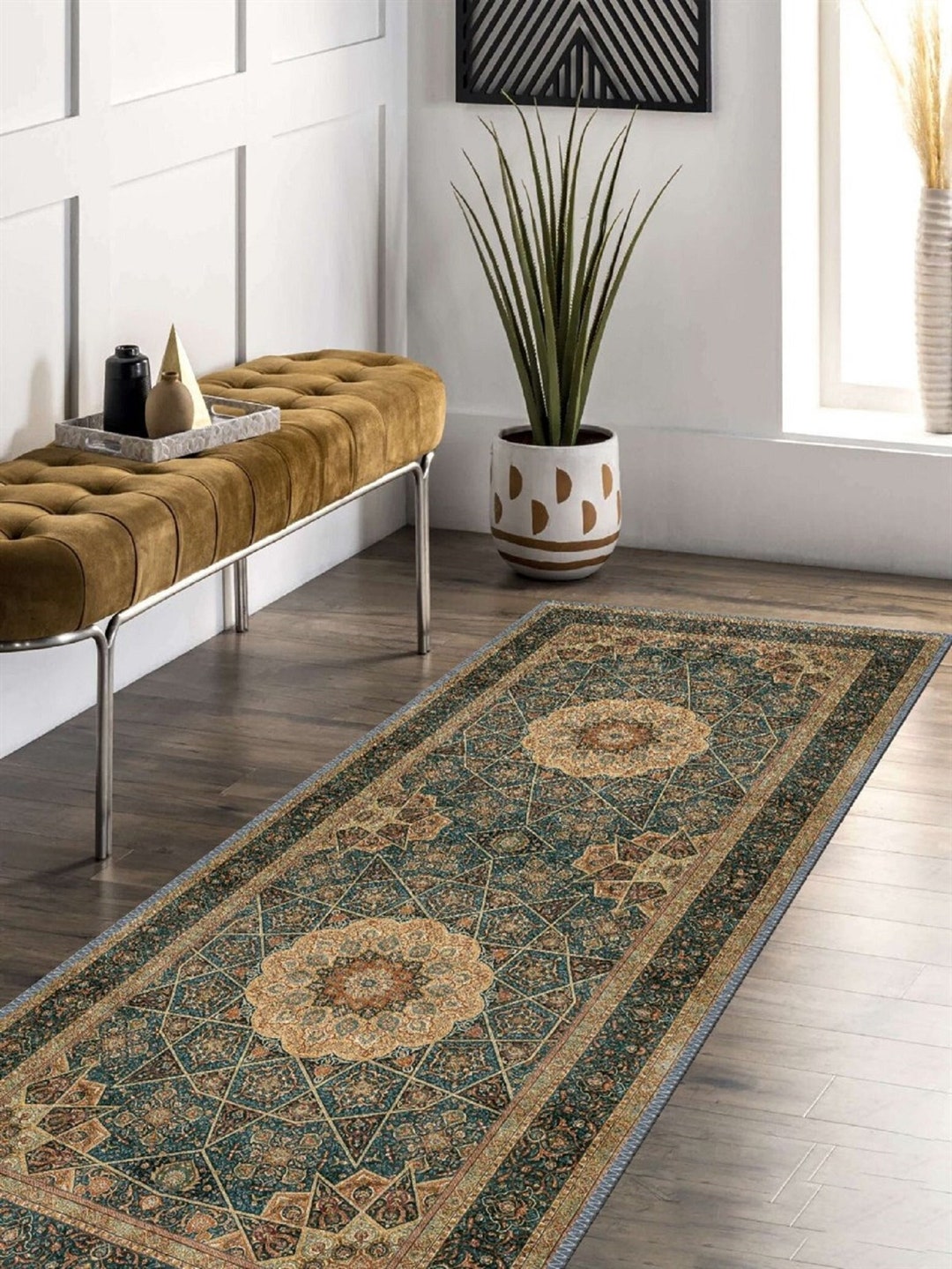 Persian Style Runner, Entryway Hallway Bathroom Kitchen Runner
