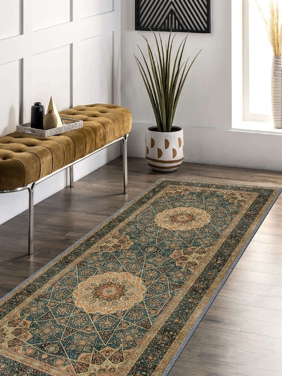 Persian Style Runner, Entryway Hallway Bathroom Kitchen Runner, Oriental  Hallway Runner Rug, Ultra-thin Antique Collection Runner Rug 