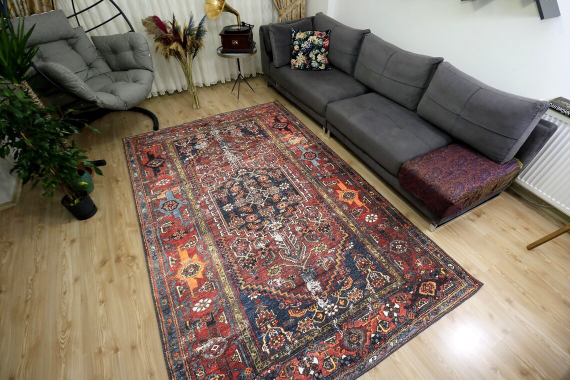 Rugs 7x10 Bohemian Rug 7x10 Living Room Rug Heriz Rug 7x10 Etsy
