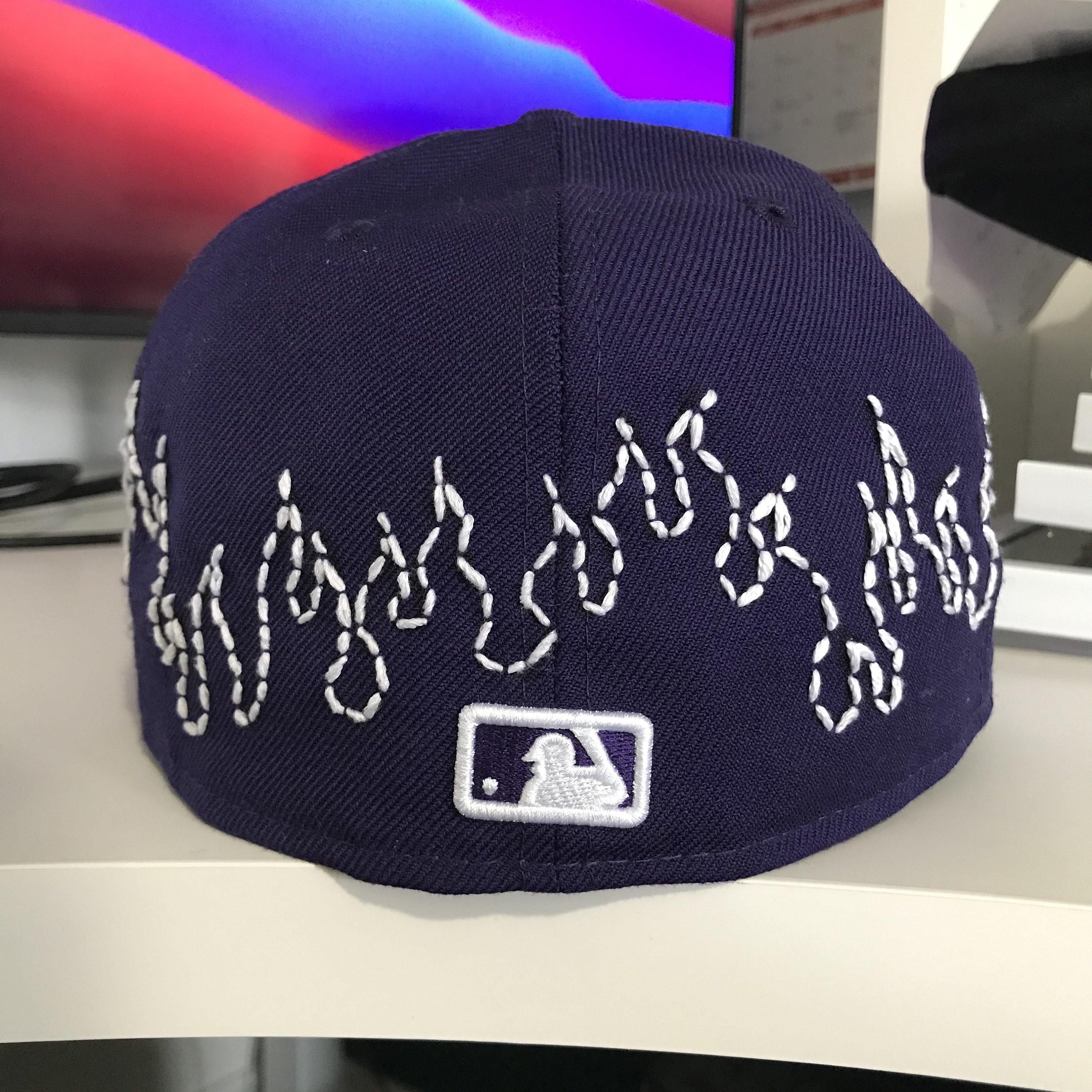Custom Flame Embroidered New Era Fitted Hat Etsy