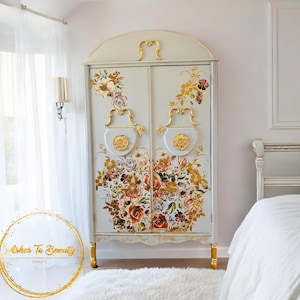 Antique Armoire | Painted Wardrobe | Linen Closet |  Chifferob | Clothes Storage